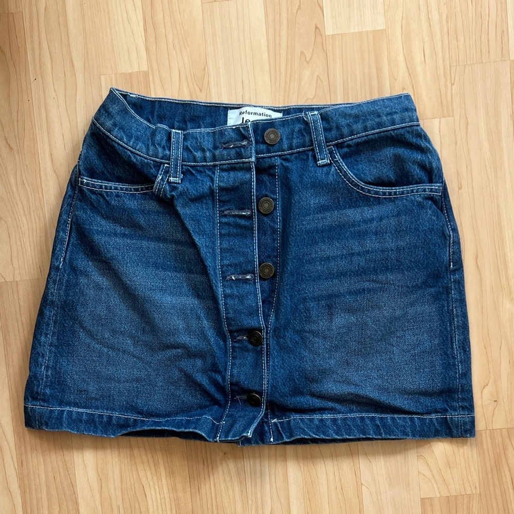 Reformation Blue Denim Skirt